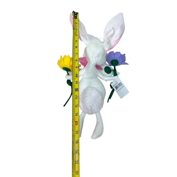 2016 ANNALEE 14" White & Pink Spring Easter Bunny Rabbit Puff Tail w Flowers New - Picture 10 of 10